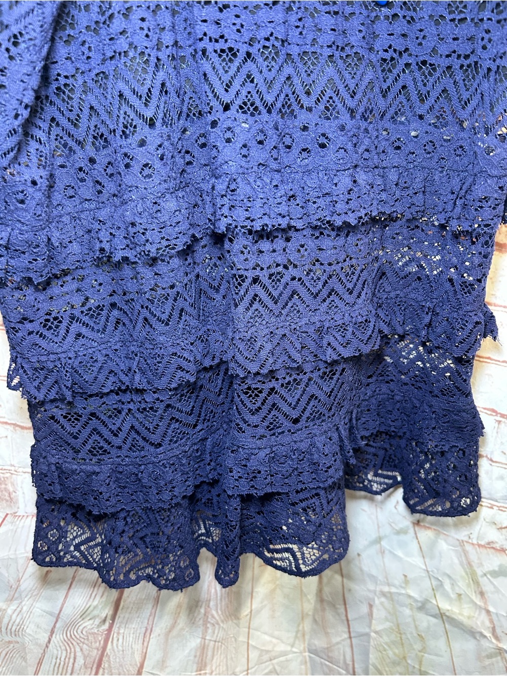 Parker Navy Lace Midi Dress with Tiered Hem - Picture 7 of 9